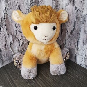Sun Point Co. Tan Llama Plush Furry Feet Gold Sequins‎ 10" Stuffed Animal